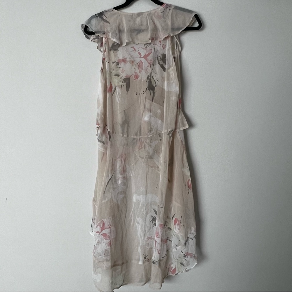 Anthropologie Leith Sheer Floral High Low Ruffle Top - Picture 7 of 9